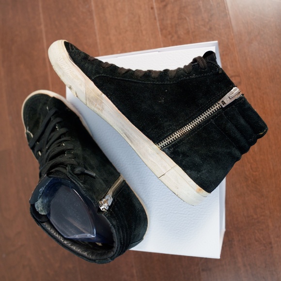 GOLDEN GOOSE Golden Goose Black Suede Leather Slide High Top Sneaker Size 39 / 8 - Picture 6 of 12
